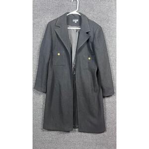 S. Nemeroff Wool Coat Long Jacket Open Front Womens Size 16 Black Comfy Vintage